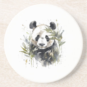Dessous De Verre En Grès Panda mou entre aquarelle en bambou