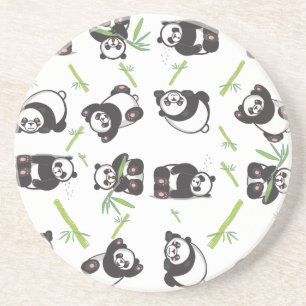 Dessous De Verre En Grès panda tuile mignonne bleu motif