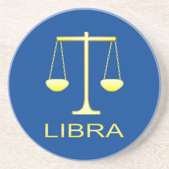 Dessous De Verre En Grès Panneau étoile Balance dorée de Libra (Devant)