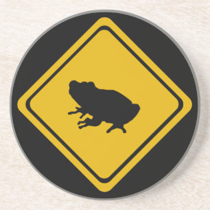 Dessous De Verre En Grès panneau routier de grenouille