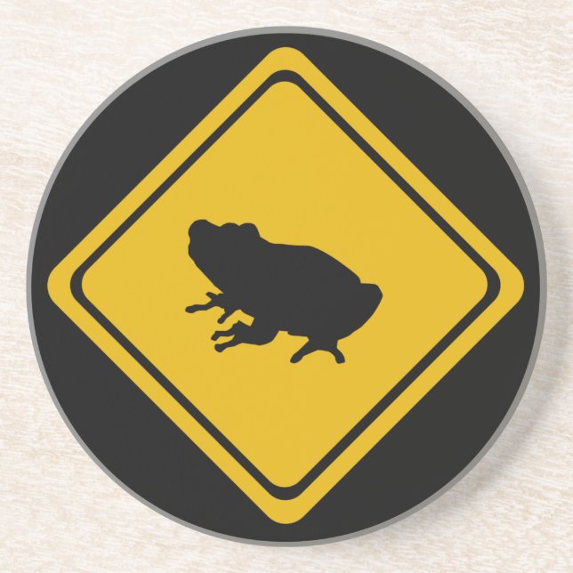 Dessous De Verre En Grès panneau routier de grenouille (Devant)