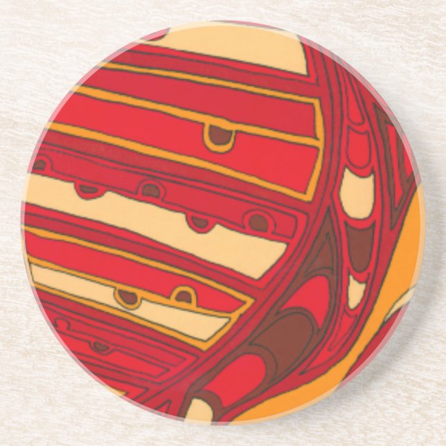 Dessous De Verre En Grès Panneaux orange Abstraits (Devant)