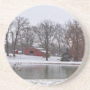Dessous De Verre En Grès Pano de la ferme d'hiver
