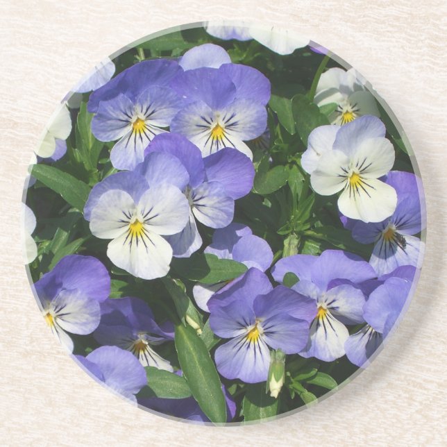 Dessous De Verre En Grès Pansies violettes Jardin Floral (Devant)