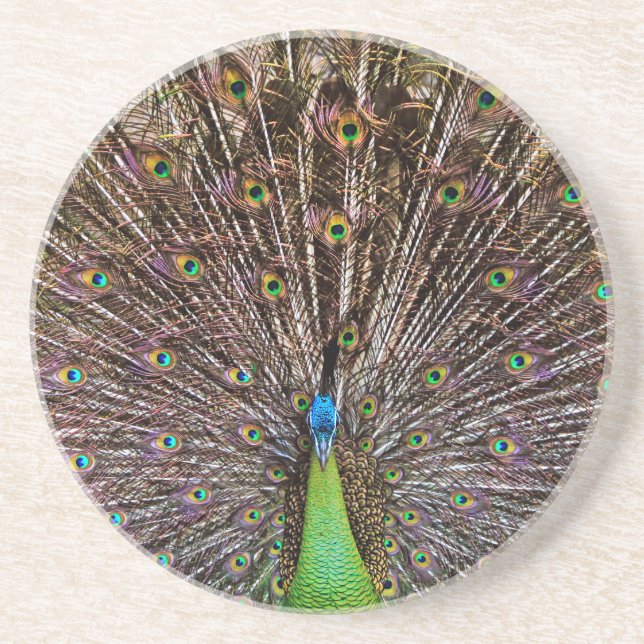 Dessous De Verre En Grès Paon (Devant)