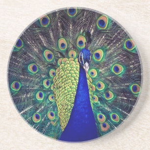 Dessous De Verre En Grès Paon bleu cobalt