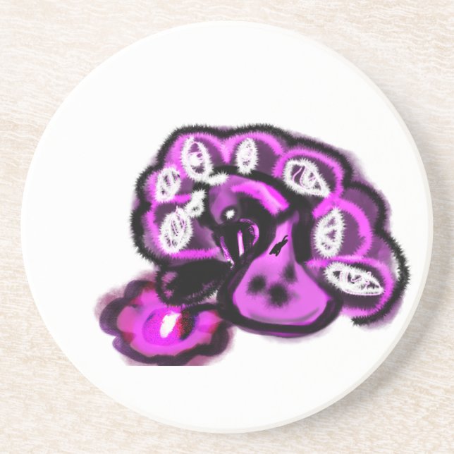 Dessous De Verre En Grès Paon violet (Devant)