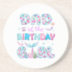 Dessous De Verre En Grès Papa de la fille mermaid anniversaire famille tenu