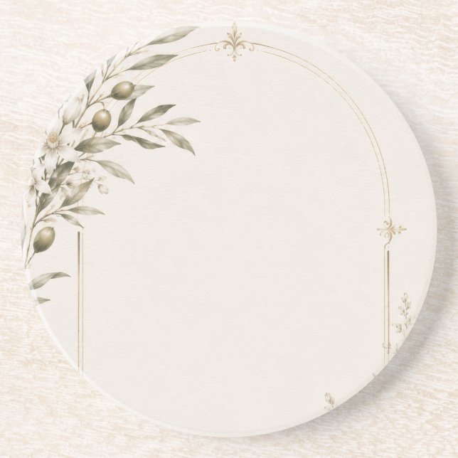 Dessous De Verre En Grès Papeterie de mariage romantique au vignoble  (Devant)