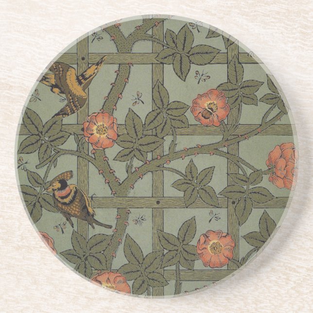 Dessous De Verre En Grès Papier peint à motif treillis de William Morris (Devant)