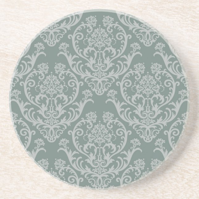 Dessous De Verre En Grès Papier peint floral vert (Devant)