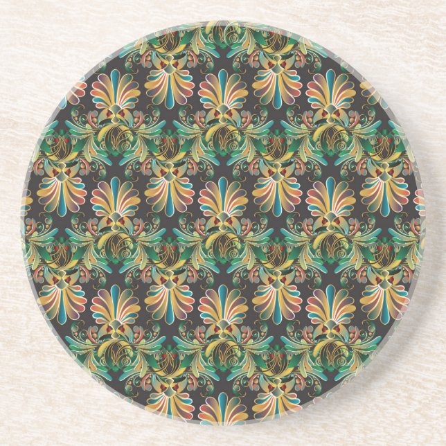 Dessous De Verre En Grès Papier peint Ornate Flower Luxury (Devant)