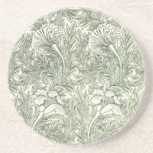 Dessous De Verre En Grès Papier peint tulipe classique vert de William Morr