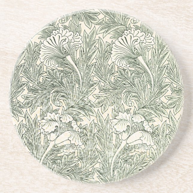 Dessous De Verre En Grès Papier peint tulipe classique vert de William Morr (Devant)
