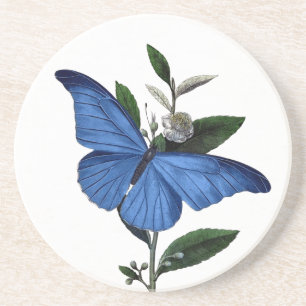 Dessous De Verre En Grès Papillon bleu