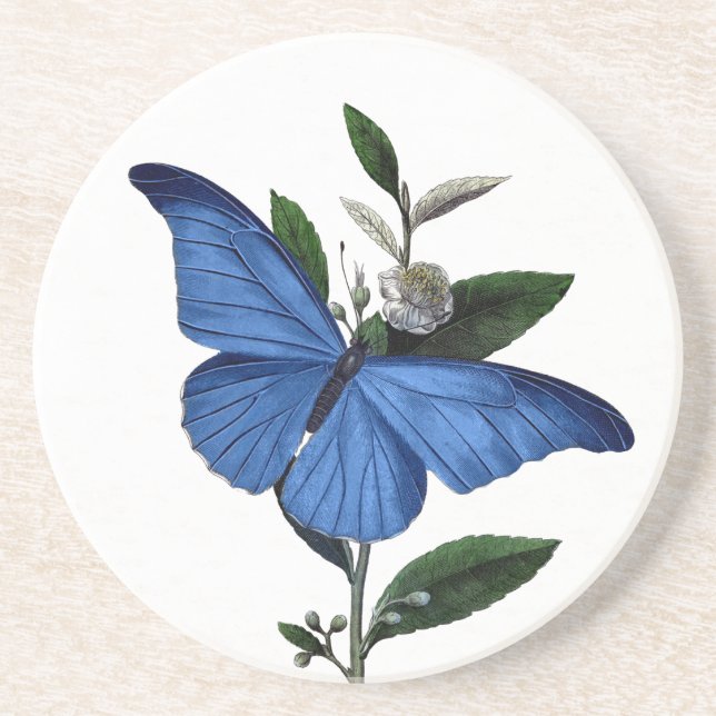 Dessous De Verre En Grès Papillon bleu (Devant)
