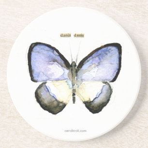 Dessous De Verre En Grès Papillon : Bleu Vert-Réuni