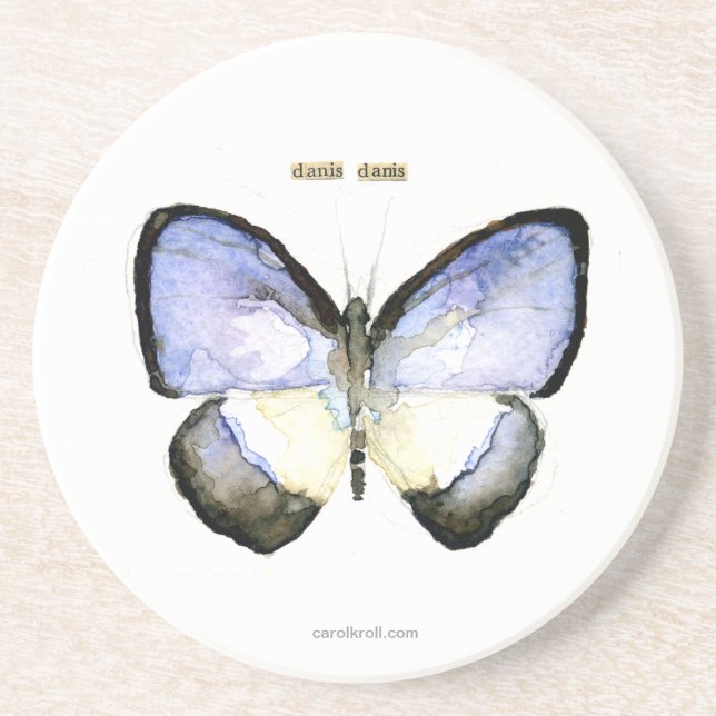 Dessous De Verre En Grès Papillon : Bleu Vert-Réuni (Devant)