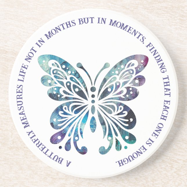 Dessous De Verre En Grès Papillon - Blues Royales, Purples et Verts avec de (Devant)
