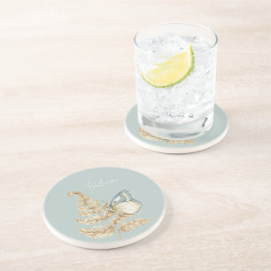 Dessous De Verre En Grès Papillon Croire Bleu