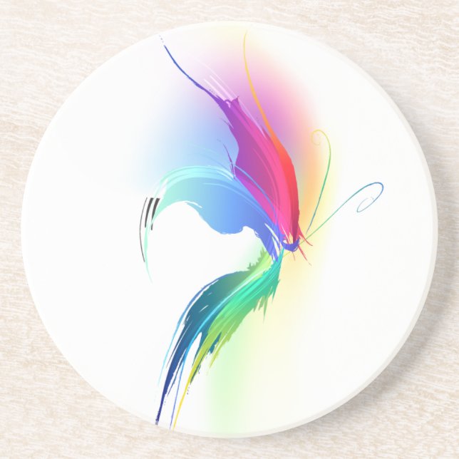 Dessous De Verre En Grès Papillon de peinture Abstrait (Devant)