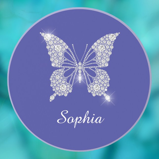 Dessous De Verre En Grès Papillon Diamant Blanc, Nom en écriture, Bleu Prof (Créateur téléchargé)