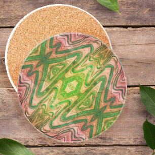 Dessous De Verre En Grès Papillon rose et vert Boho Chic Sandstone