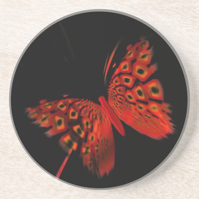 Dessous De Verre En Grès Papillon rouge (Devant)
