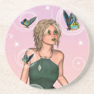 Dessous De Verre En Grès Papillon scintillant Fée Fantaisie Art