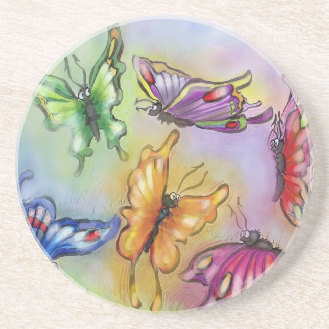 Dessous De Verre En Grès Papillons (Devant)