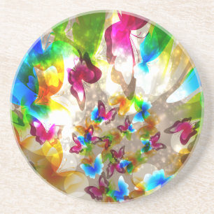 Dessous De Verre En Grès Papillons Abstraits