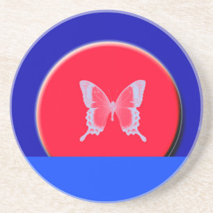 Dessous De Verre En Grès papillons arrière - plans bleus