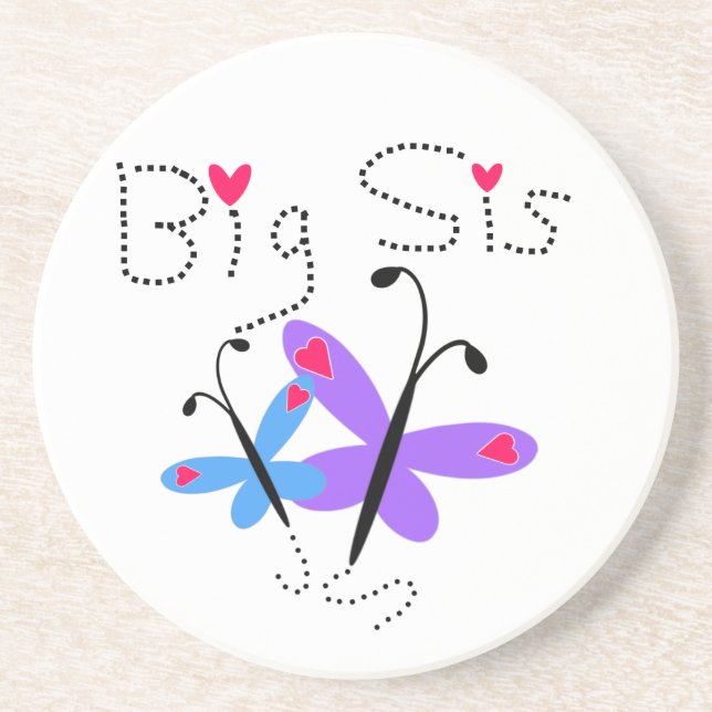 Dessous De Verre En Grès Papillons Big Sis Cadeaux (Devant)