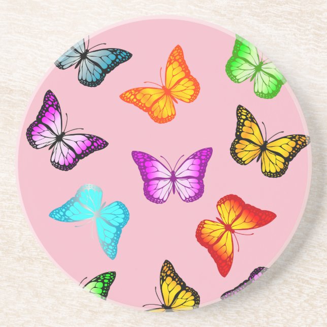 Dessous De Verre En Grès Papillons colorés (Devant)