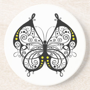Dessous De Verre En Grès Papillons en dentelle noire 5