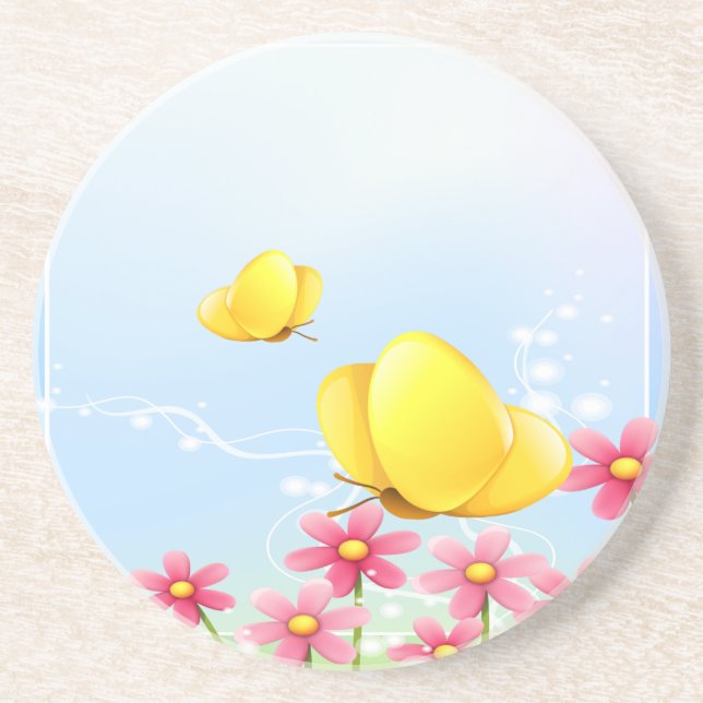 Dessous De Verre En Grès Papillons jaunes (Devant)