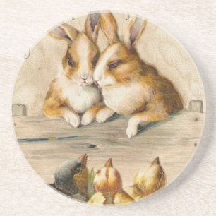 Dessous De Verre En Grès Pâques Animaux Mignons Vintage