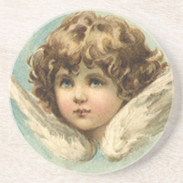 Dessous De Verre En Grès Pâques vintages, Fleurs Lys Victoriennes et Angel (Devant)