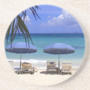 Dessous De Verre En Grès parasols sur la plage, St-Maarten, Caraïbes