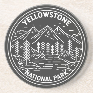 Dessous De Verre En Grès Parc national de Yellowstone Vintage Monoline