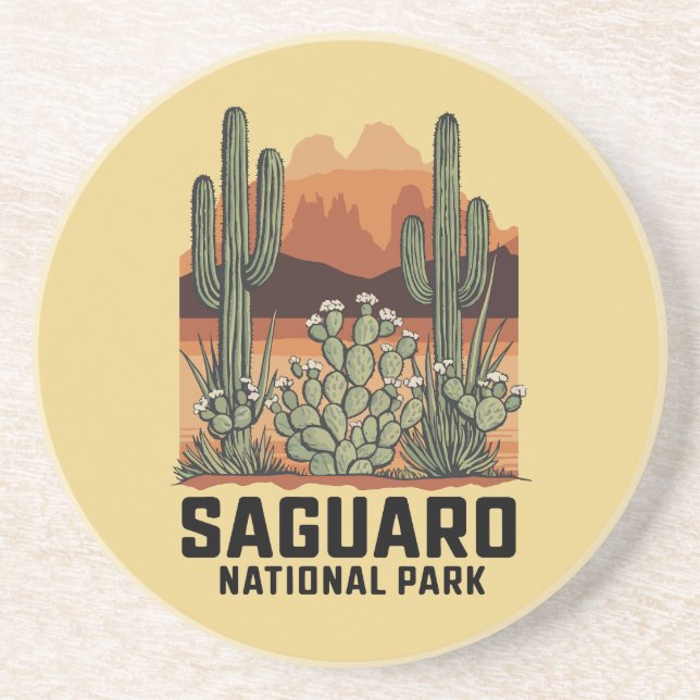 Dessous De Verre En Grès Parc national du Saguaro Cactus (Devant)