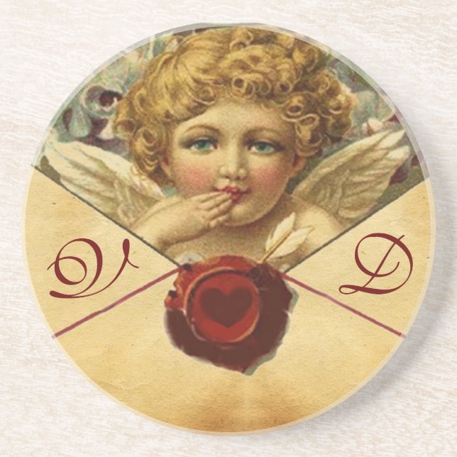 DESSOUS DE VERRE EN GRÈS PARCHEMENT DE SCELLULAIRE DE CIRE DU COEUR D'ANGE  (Devant)