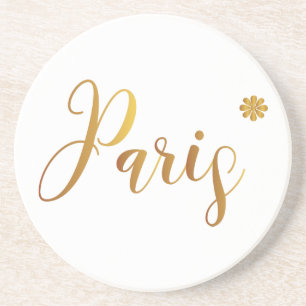 Dessous De Verre En Grès Paris-en-or-avec-fleur