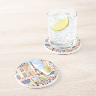 Dessous De Verre En Grès Paris France Tour Eiffel Aquarelle