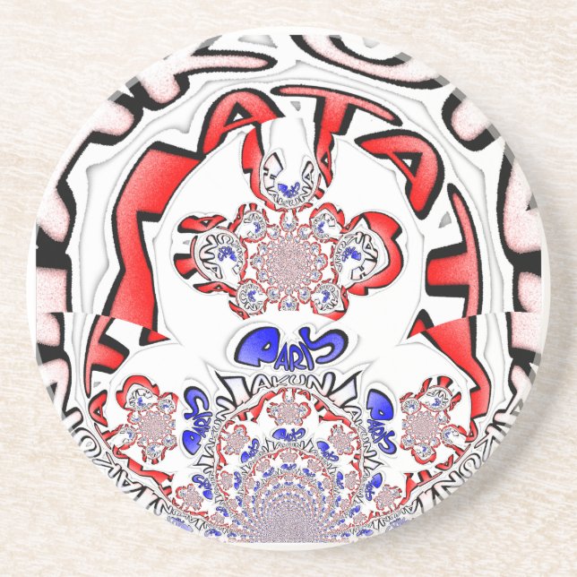 Dessous De Verre En Grès Paris Hakuna Matata Paris Blue Red White.png (Devant)