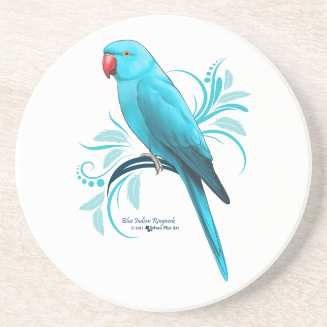 Dessous De Verre En Grès Parrot bleu indien Ringneck (Devant)