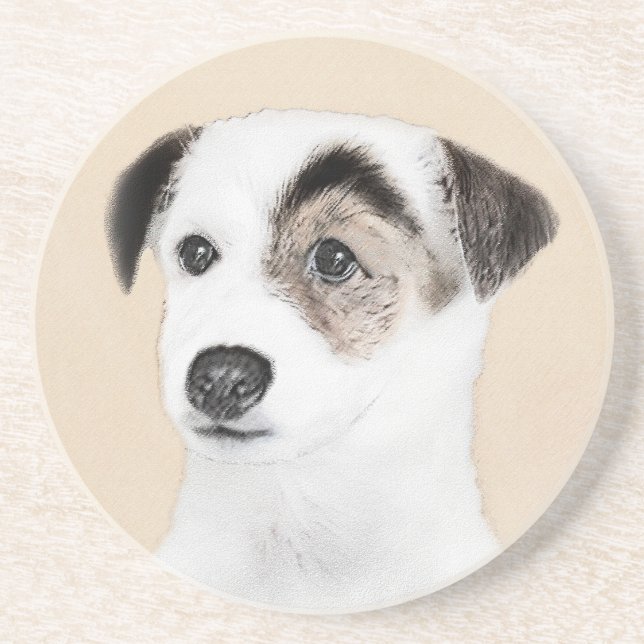 Dessous De Verre En Grès Parson Jack Russell Terrier Peinture - Chien Art (Devant)