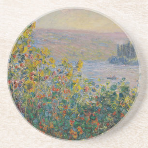 Dessous De Verre En Grès Parterres de fleurs à Vétheuil, paysage impression