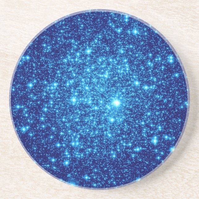 Dessous De Verre En Grès Parties scintillant Astral Bleu (Devant)