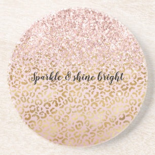 Dessous De Verre En Grès Parties scintillant Blush Empreinte de léopard ros